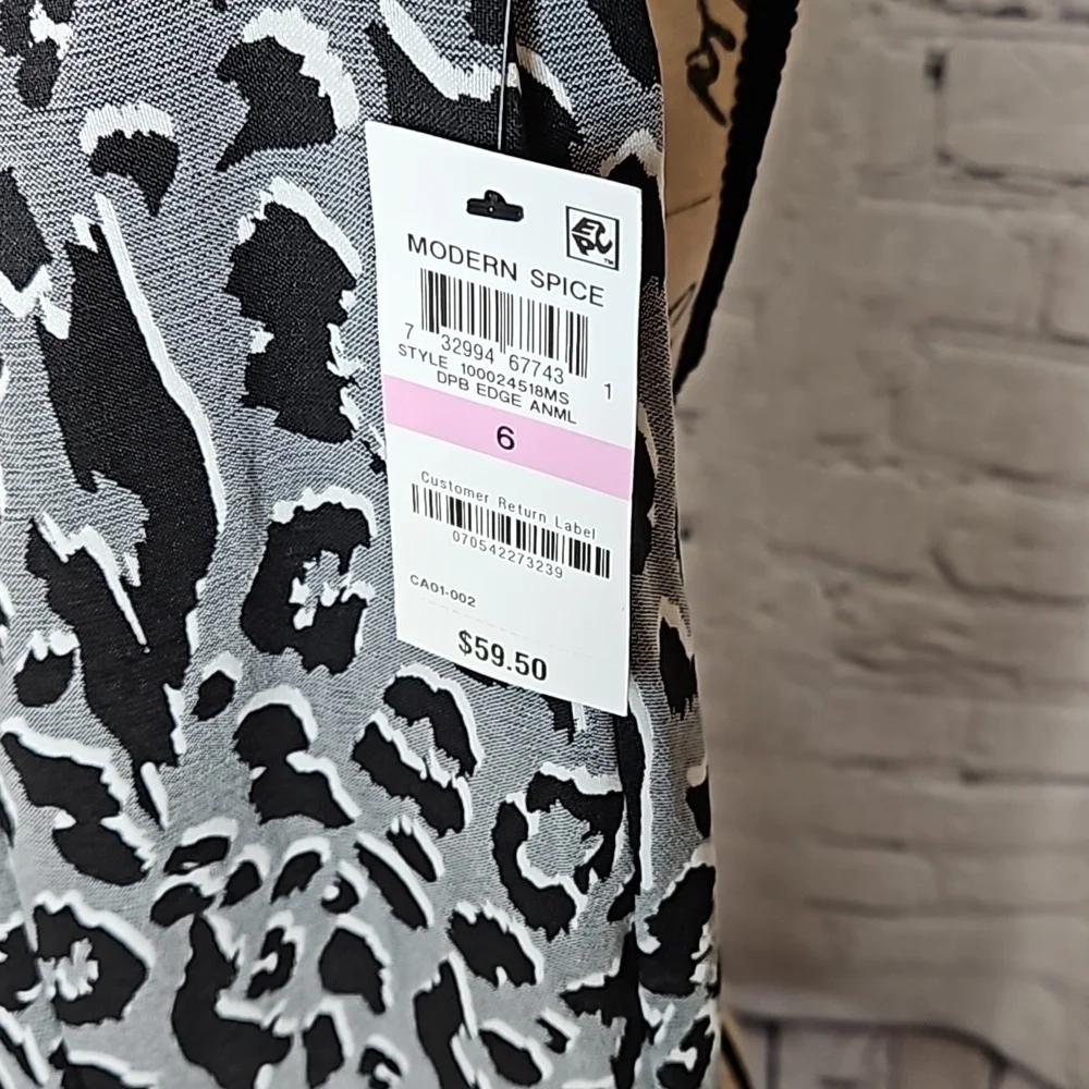Alfani Modern Spice Grey/Black Leopard Print Stretch Pencil Skirt NWT Size 6